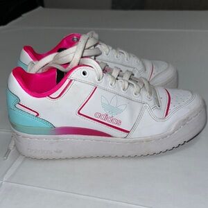 Adidas Women’s Forum Bold White Clear Aqua Pink Shoes Size 6.5